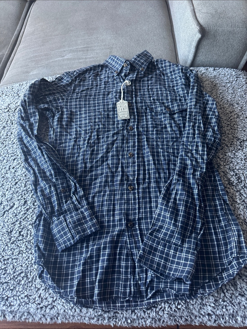 J. Crew Navy and White Checked Button-Down Shirt